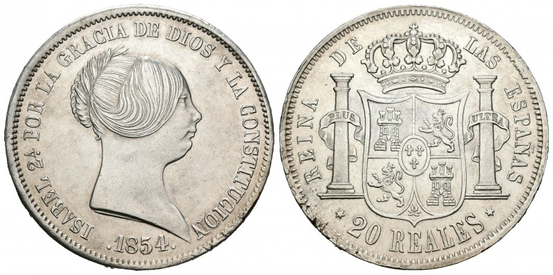 Isabel II (1833-1868). 20 reales. 1854. Madrid. (Cal-174). Ag. 25,76 g. Leve fal...