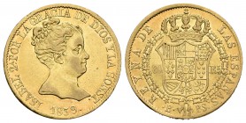 Isabel II (1833-1868). 80 reales. 1839. Barcelona. PS. (Cal-55). Au. 6,71 g. MBC. Est...230,00.