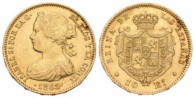 Isabel II (1833-1868). 10 escudos. 1865. Madrid. (Cal-43). Au. 8,45 g. EBC+. Est...300,00.