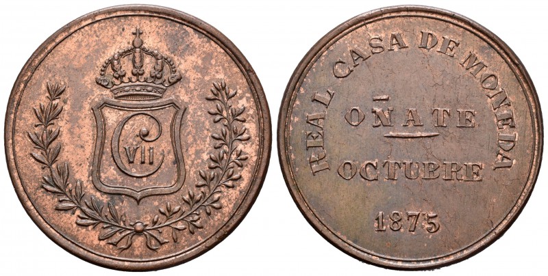 Carlos VII (1872-1876). 5 pesetas. 1875. Oñate. (Cal-6). Ae. 28,92 g. Acuñada en...