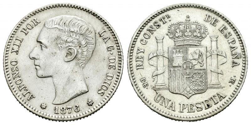 Alfonso XII (1874-1885). 1 peseta. 1876*18-76. Madrid. DEM. (Cal-54). Ag. 4,94 g...