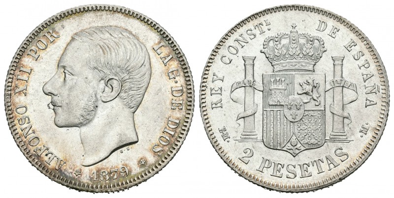 Alfonso XII (1874-1885). 2 pesetas. 1879*18-79. Madrid. EMM. (Cal-46). Ag. 9,96 ...