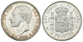 Alfonso XII (1874-1885). 2 pesetas. 1879*18-79. Madrid. EMM. (Cal-46). Ag. 9,96 g. Brillo original. EBC+/SC-. Est...720,00.