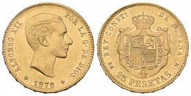 Alfonso XII (1874-1885). 25 pesetas. 1878*18-78. Madrid. EMM. (Cal-6). Au. 8,08 g. EBC+. Est...250,00.