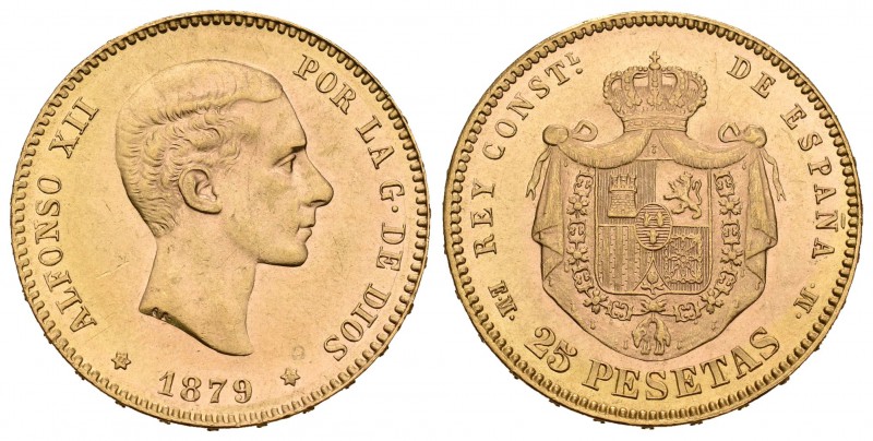 Alfonso XII (1874-1885). 25 pesetas. 1879*18-79. Madrid. EMM. (Cal-9). Au. 8,10 ...