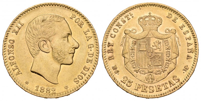 Alfonso XII (1874-1885). 25 pesetas. 1882*18-82. Madrid. MSM. (Cal-16). Au. 8,09...