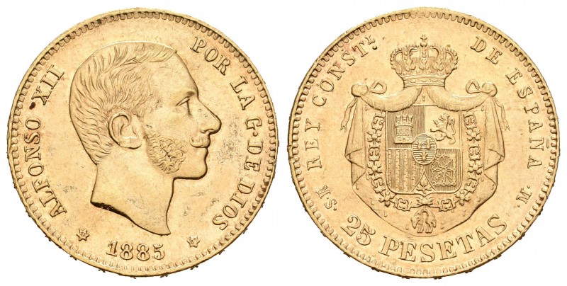Alfonso XII (1874-1885). 25 pesetas. 1885*18-85. Madrid. MSM. (Cal-20). Au. 8,05...