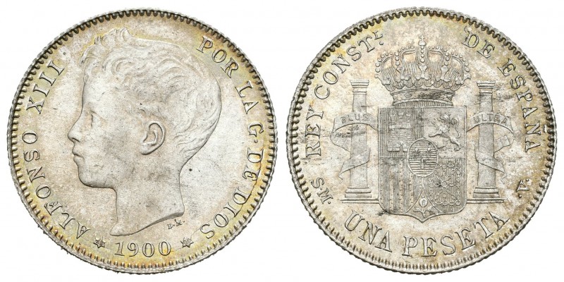 Alfonso XIII (1886-1931). 1 peseta. 1900*19-00. Madrid. SMV. (Cal-44). Ag. 5,02 ...