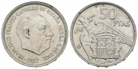 Estado español (1936-1975). 50 pesetas. 1957*68. Madrid. (Cal-21). Cu-Ni. 12,59 g. Rara. PRUEBA. Est...500,00.