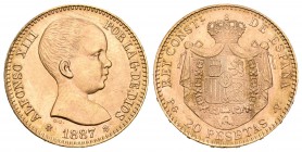 Estado español (1936-1975). 20 pesetas. 1887*19-62. Madrid. PGV. (Cal-6). Au. 6,46 g. SC. Est...250,00.