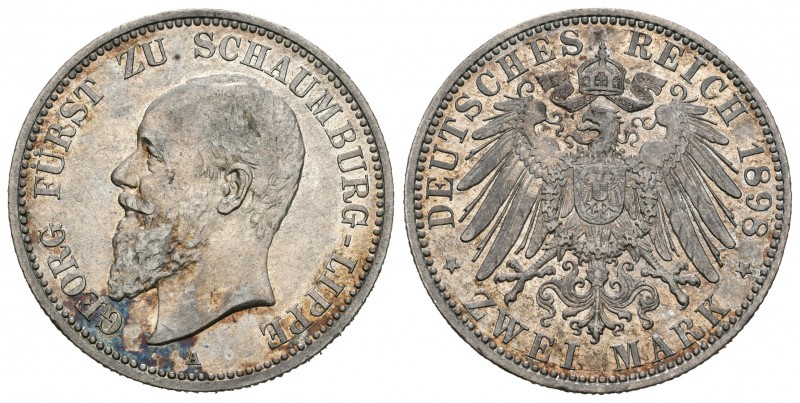 Alemania. Schaumburg-Lippe. Georg. 2 marcos. 1898. Berlín. A. (Km-49). Ag. 11,08...