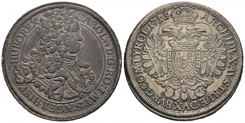 Austria. Carlos VI. Thaler. 1715. (Km-1522). (Dav-1035). Ag. 28,64 g. Bonita pát...