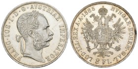 Austria. Franz Joshep I. 2 florines. 1885. (Km-2233). Ag. 24,65 g. Pleno brillo original. SC-. Est...150,00.