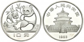 China. 10 yuan. 1983. (Km-67). (PAN-11A). Ag. 27,17 g. Panda series. PROOF. Est...1700,00.