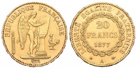 Francia. III República. 20 francos. 1877. París. A. (Km-825). (Fr-565). Au. 6,43 g. EBC-. Est...180,00.
