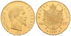 Francia. Napoleón III. 100 francos. 1857. París. A. (Km-786.1). (Gad-1135). Au. 32,20 g. MBC+/EBC-. Est...1100,00.