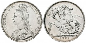 Gran Bretaña. Victoria. 1 corona. 1887. (Km-765). (Dav-107). (S-3921). Ag. 28,24 g. Brillo original. EBC+. Est...200,00.