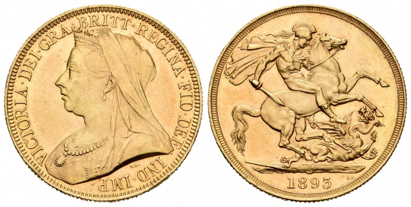Gran Bretaña. Victoria. 2 libras. 1893. (Km-786). (Fr-395). (S-3873). Au. 15,98 ...