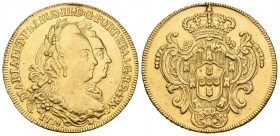 Portugal. María I y Pedro III. Peça. 1778. Río de Janeiro. R. (Km-271). (Fr-107). (Gomes-27.02). Au. 14,26 g. Soldadura reparada a las 12 h. MBC/MBC+....