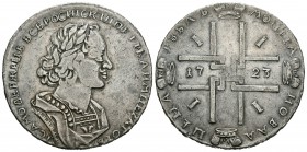 Rusia. Peter I. 1 rublo. 1723. Moscú. (Km-162.1). (Dav-1657). Ag. 27,85 g. MBC+. Est...1200,00.