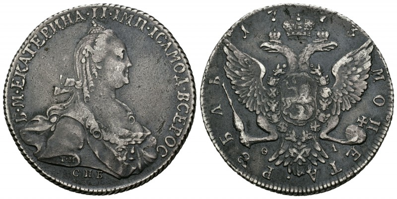 Rusia. Catherine II. 1 rublo. 1773. San Petesburgo. (Km-67a2). (Bitkin-217). (Da...
