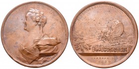 Rusia. Catherine II. Medalla. 1770. Ae. 93,73 g. Conmemoración del traslado de granito para el monumento a Pedro I. 65 mm. Rara. EBC+. Est...300,00.