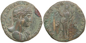 Roman Empire Æ Sestertius - Hadrian (AD 117-138)
21.52g. 33mm. VF/VF. Obv: IMP CAESAR TRAIANVS - HADRIANVS AVG. / Rev: PONT MA-X - TR P - COS III/ S|C...
