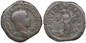 Roman Empire Æ Sestertius - Severus Alexander (AD 222-235)
27.60g. 33mm. VG/VG. Obv: IMP ALEXANDER PIVS AVG, laureate bust to right, slight drapery on...