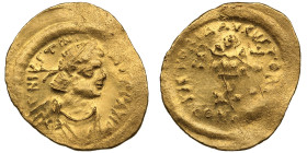 Byzantine Empire, Constantinople AV Tremissis - Justinian I (AD 527-565)
1.50g. 17mm. UNC/UNC. Charming lustrous specimen. Obv: D N IVSTINI-ANVS P P A...