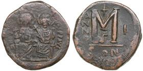 Byzantine Empire Æ Follis - Justinian II (AD 565-578)
16.08g. 31mm. VF/VF.