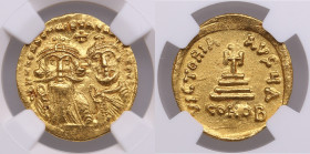 Byzantine Empire AV Solidus (AD 613-641) - Heraclius, with Heraclius Constantine (AD 610-641) - NGC Ch AU
Strike: 5/5, Surface 4/5. 4.41g. Fantastic l...