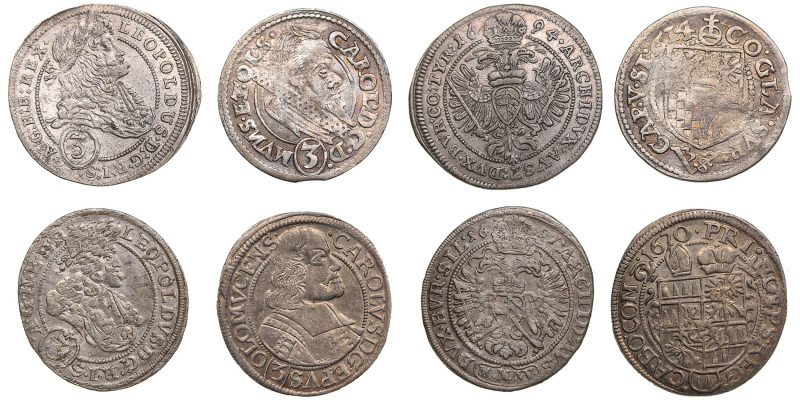 Austria 3 Kreuzer 1694, 1697 & Bohemia 3 Kreuzer 1614, 1670 (4)
Various conditio...