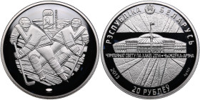 Belarus 20 Roubles 2013 - Hockey 2014
33.54g. PROOF. Mintage 5000 pc.