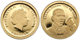 Cook Islands 1 Dollar 2010 - Barack Obama
0.49g. PROOF. Gold.