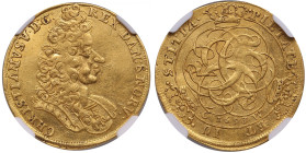 Denmark Gold Ducat 1693 - Christian V (1670-1699) - NGC AU DETAILS
Gorgeous lustrous exemplar. Cleaned. FR-156; H 31 C. Extremely rare!