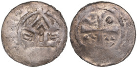Germany Denier / Gittelde - Anonymous (1020-1040)
1.07g. AU/UNC. Beautiful lustrous exemplar. Dbg. 1174 var.