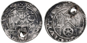 Germany, Paderborn, Bistum Pfennig ND (1247-1277) Simon I. zur Lippe (1247-1277)
1.33g. F/F. With a hole.+SINOn EPISC+GESMARIA CIVITAWeing. 47 a