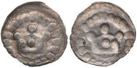 Reval, Denmark Pfennig (crown bracteate) - Anonymous (1265-1332)
0.12g. AU. Mint luster. Haljak 8. Duchy of Estonia 1291-1346.