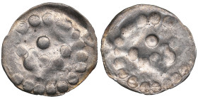 Reval, Denmark Pfennig (crown bracteate) - Anonymous (1265-1332)
0.09g. AU. Mint luster. Haljak 10. Duchy of Estonia 1291-1346.