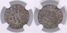 Dahlen, Poland Schilling 1572 - NGC AU DETAILS
Environmental damage. An attractive exemplar with mint luster. Rare state of preservation. GUM 636.