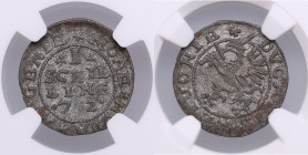 Dahlen, Poland Schilling 1572 - NGC AU DETAILS
Environmental damage. An attractive exemplar with mint luster. Rare state of preservation. GUM 636.