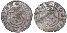 Dorpat Schilling 1541 (14 on coat of arms) - Johannes VI Bey (1528-1543)
0.97g. AU/AU. Beautiful lustrous exemplar. Small deformation. Haljak 631 5R. ...