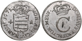 Narva, Sweden 4 Öre 1671 - Karl XI (1660-1697)
2.92g. AU/AU. Very beautiful exemplar with some mint luster remained on surface. Extraordinary state  o...