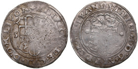 Riga 1/2 Mark 155? - Wilhelm Markgraf von Brandenburg & Heinrich von Galen (1551-1556)
5.34g. VF/VF. Rare!