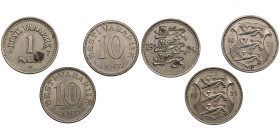 Estonia 1 Marka 1924 & 10 Senti 1931 (3)
Various condition, mostly near mint state with luster.