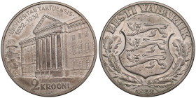 Estonia 2 Krooni 1932 - Tartu University
11.93g. UNC/UNC. Charming lustrous exemplar with fine old toning. 