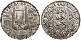 Estonia 1 Kroon 1933 Song Festival
5.91g. AU/AU. Beautiful lustrous exemplar with fine natural toning. 