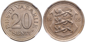 Estonia 20 Senti 1935 - NGC MS 62
KM 17.