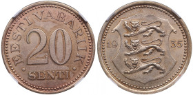 Estonia 20 Senti 1935 - NGC MS 62
KM 17.