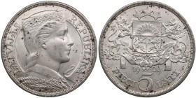 Latvia 5 Lati 1929
24.98g. AU/UNC. An attractive lustrous exemplar. 
